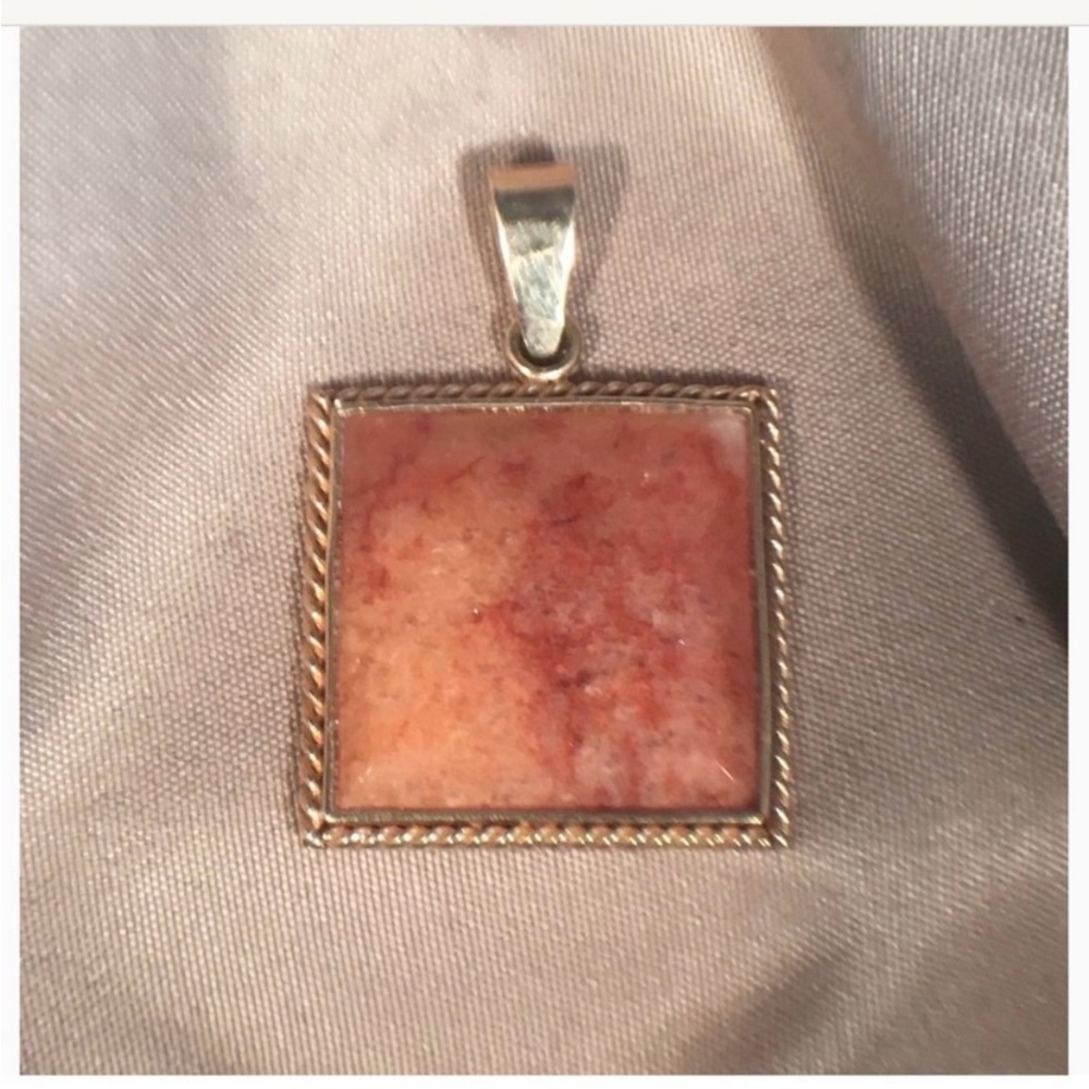 Apricot Jade Pendant with 14K yellow gold